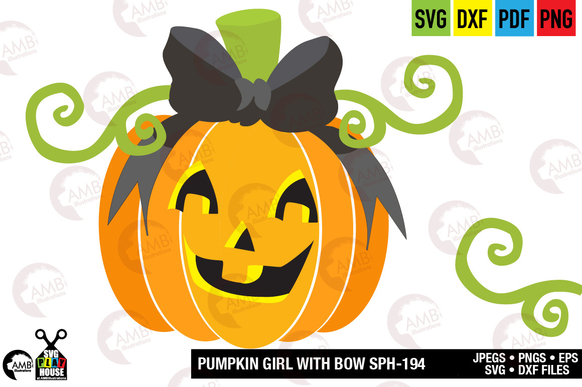 Halloween Girly Pumpkin SVG - AMBillustrations.com