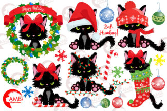 Christmas angry cat clipart