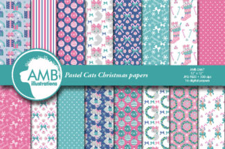 Pastel Christmas Cat Papers