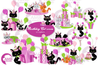 Black Cat Birthday Clipart
