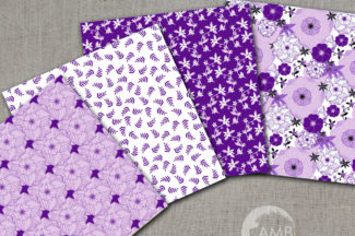 Purple Florals Digital Patterns