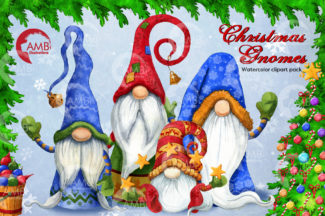 Christmas watercolor Gnomes