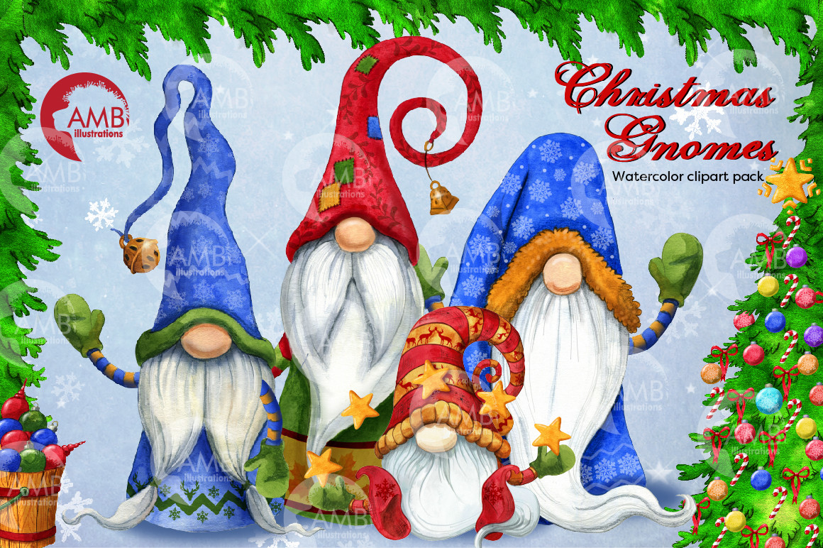 Download Christmas Nordic Gnomes Watercolors Ambillustrations Com