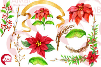 Christmas Poinsettia Watercolors-amb-2683