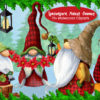 Christmas Watercolor Forest Gnomes clipart