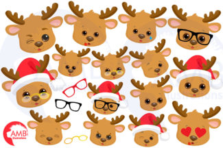 Christmas Reindeer Emojis clipart