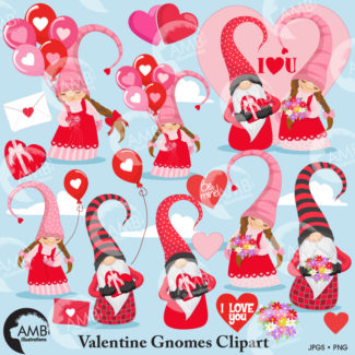 Valentine Gnomes clipart