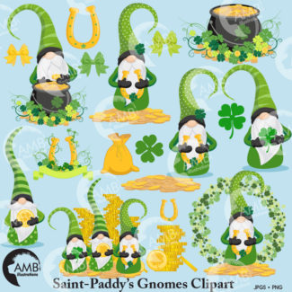 St Patricks Day Gnomes Digital Clipart