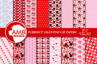 Valentine Cats Digital Papers