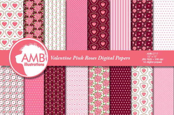 Pink Valentine Roses Papers