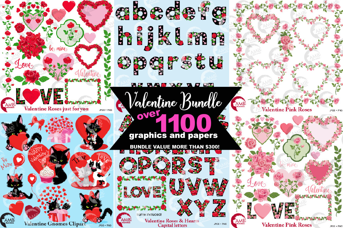 Valentine Graphics And Papers Mega Bundle 