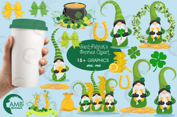 St Patricks Day Gnomes Digital Clipart