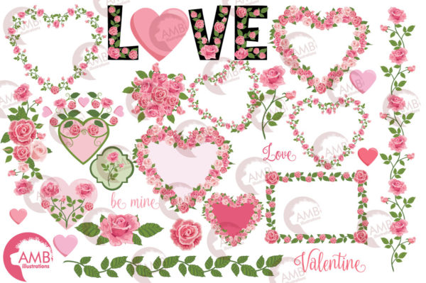 Valentine Pink Roses Frames