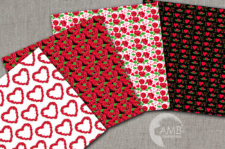 Valentine Red Roses Digital Papers