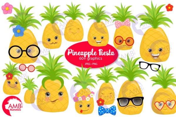 Pineapple Faces Emoji clipart
