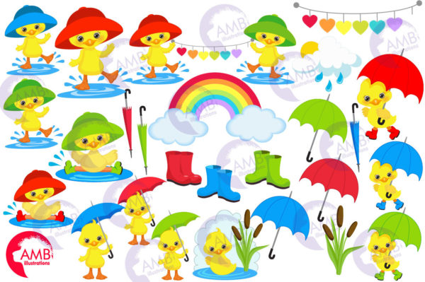 Rainy Day Ducks Clipart