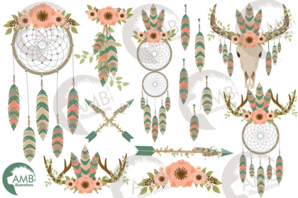 Tribal Boho Dream Catcher Clipart