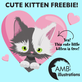 Valentine Kitten clipart Freebie