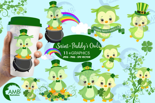 St Patrick's Day Owl Clipart