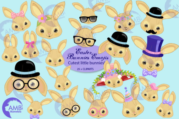 Easter Bunny faces clipart