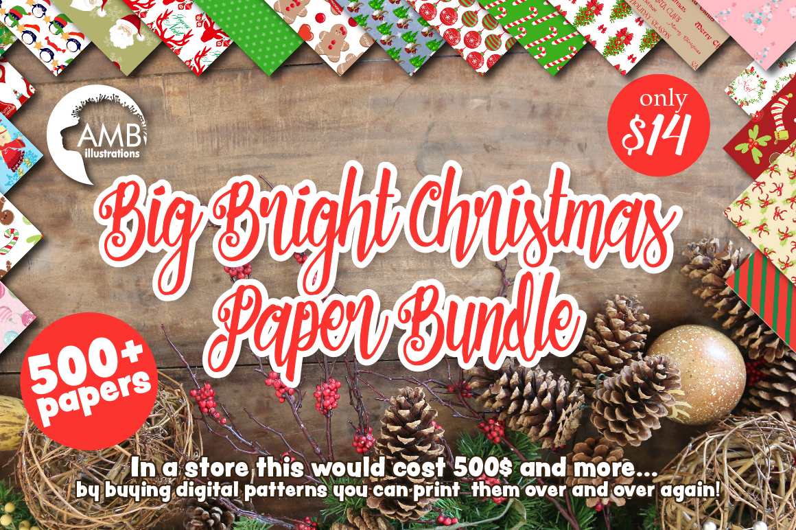 Christmas Digital Papers Mega Bundle
