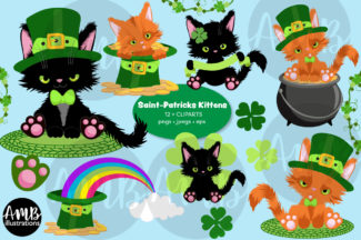 Saint-Patrick's cats clipart