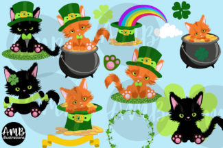 Saint-Patrick's cats clipart