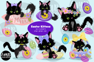 Easter cats cliparts