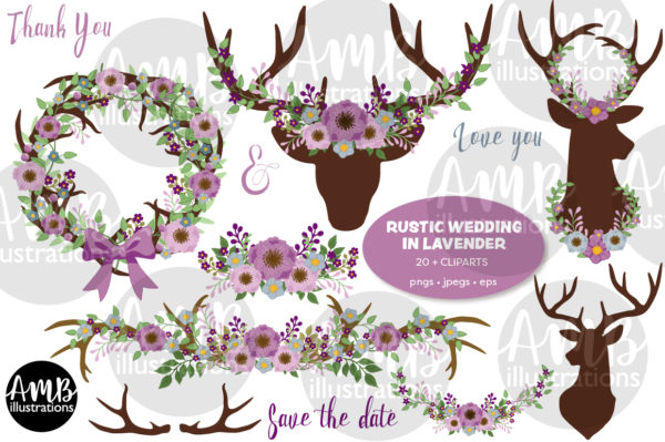 Rustic Wedding Deer with Lavender Florals