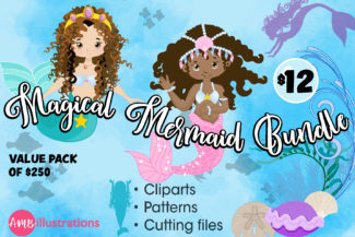 MAGICAL MERMAIDS Clipart and Papers BUNDLE