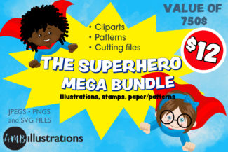 MEGA Superhero Clipart Patterns and SVG Bundle