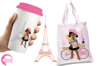 African American Girls in Paris Clipart