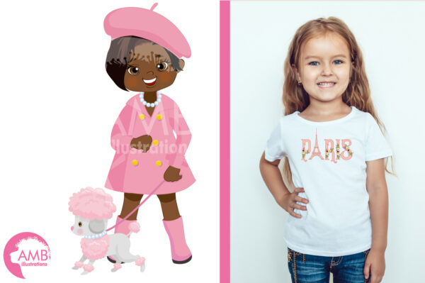 African American Girls in Paris Clipart