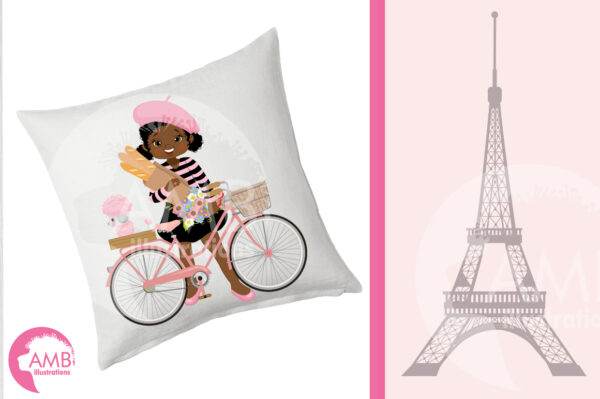 African American Girls in Paris Clipart