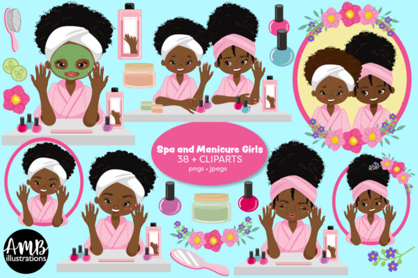 Spa and Manicure African American Girls