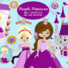 Purple Princess and Castle Clipart