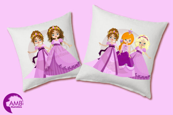 Purple Princess and Castle Clipart