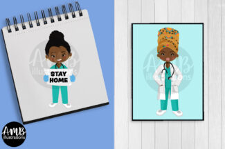 African American Nurses and doctors pandemic clipart