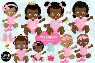 African American Toddler baby girls clipart