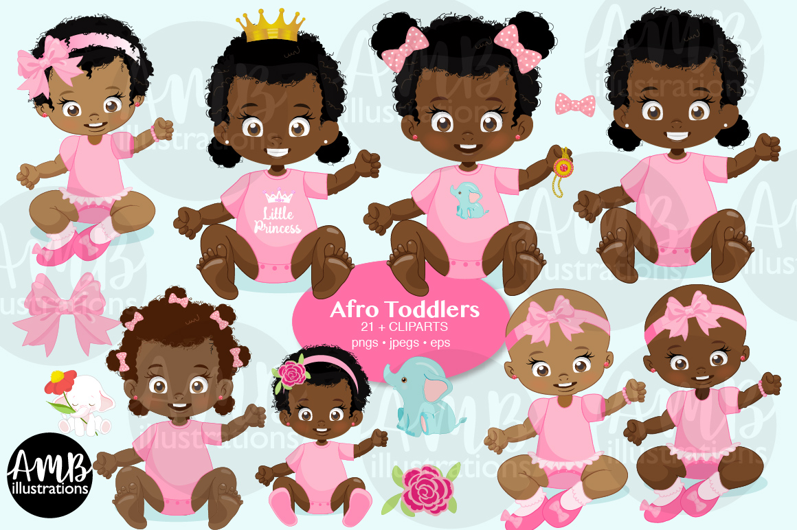 Download Afro Toddler Girls Afro Baby Clipart Ambillustrations Com
