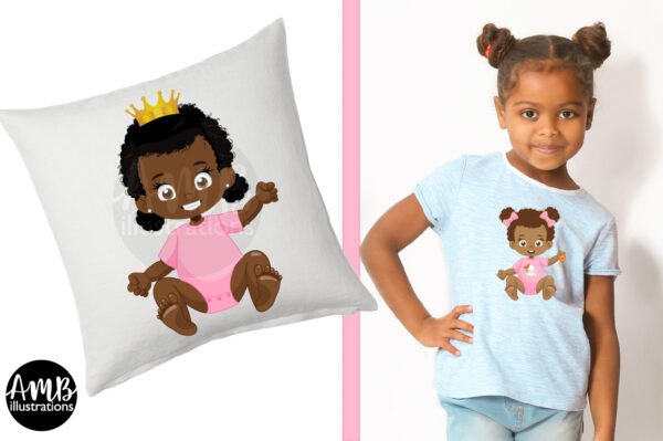 African American Toddler baby girls clipart