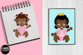 African American Toddler baby girls clipart