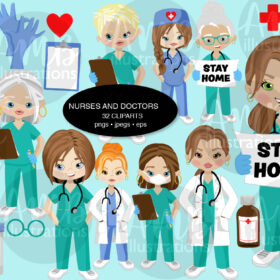 Nurses And Doctors Pandemic Clipart - Ambillustrations.com