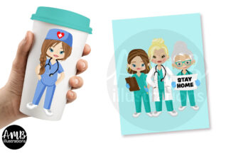 Nurses and doctors pandemic clipart