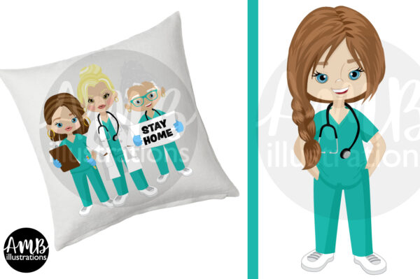 Nurses and doctors pandemic clipart