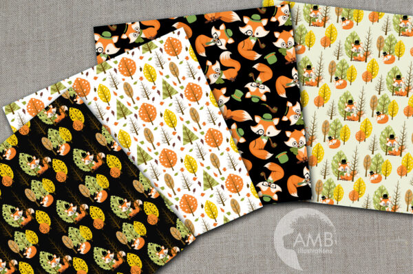Hipster Fox digital papers