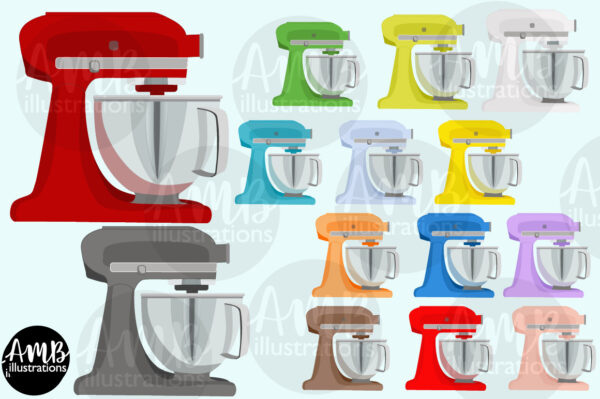 Multi-Coloured Stand mixers cliparts