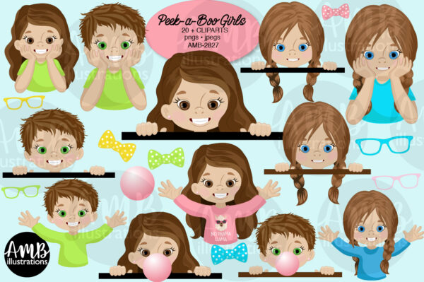 Peek-a-Boo Girls cliparts