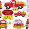 Vintage Red Pick up truck clipart