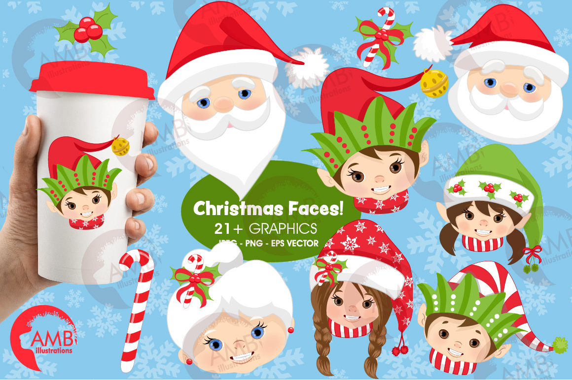 Christmas Santa Faces | AMBillustrations.com